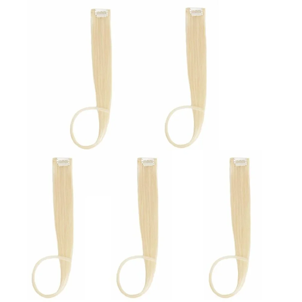 5pcs Bleach Blonde Clip in Hair Extensions 100% Human Hair 18 Inch Colored Party